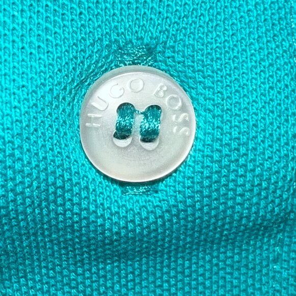 BOSS Hugo Boss Polo Shirt Men's XL Turquoise Pima Cotton Embroidered Logo - Picture 10 of 11